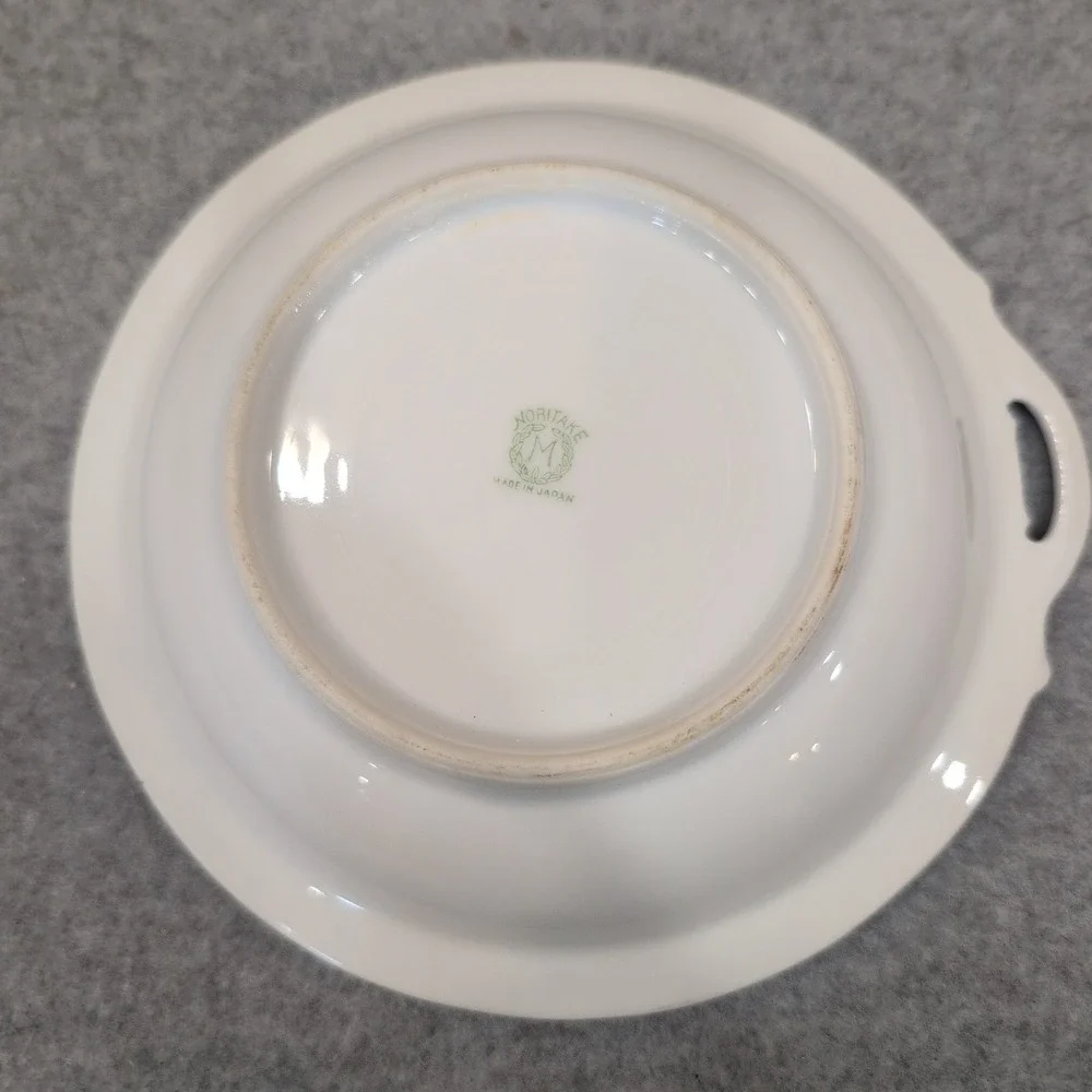 Vtg Noritake Hand Painted Floral Porcelain Nut Bowl Lavender Luster‎ Rim Japan